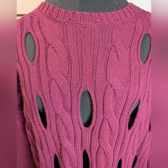 Planet By Lauren G Pima Cotton Cable Car Wash Crewneck Sweater One Size Fits All - Picture 3 of 8